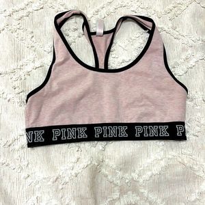 PINK sport bra. Color pink.